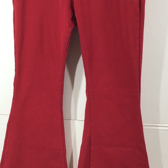 Retro hippie deep red stretch bell bottom jeans - Picture 4 of 12